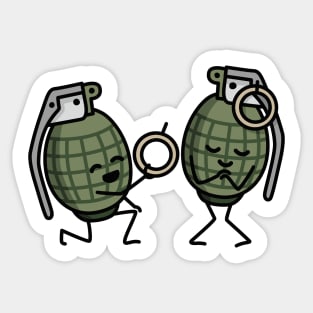 Hand grenade marriage proposal funny groom bride Sticker